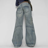 Seamed Pocket Straight Leg Cargo JeansOutfit