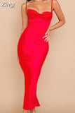 Satin Maxi Dress Sexy Long Prom Evening Party Dresses With Glove Purple V Neck Spaghetti Strap Dresses For Women
