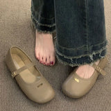 Temperament Mary Jane Shoes Women 2025 Autumn New Retro Buckle Single Shoes Flat Sole Round Leather