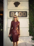 And Winter 2025 Waist Thin Temperament Locomotive Leather Jacket Half-Skirt Set