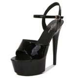 Zingj Artifact Model High Heels Thin Heel Sexy Black Waterproof Table 15Cm Hate Day Superb High Heel Sandals Female