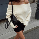 Sense Elastic Towel Cloth Shoulder Double Sweater Cover Autumn And Winter Loose Leisure Lazy