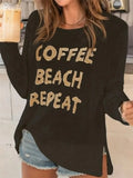 Collar Long Sleeve Side Open Letter Knitted Sweater Women Casual Long Sleeve