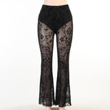 New Ins Bohemian Perspective Bell-Bottoms Women's 2023 Black Casual Long-Legged