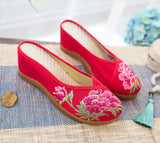 Zingj High Heel Hot Diamond Women's Cloth Shoes Summer Linen Embroidery Ethnic Wind Outside Wear Cool
