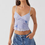 Sweet Fresh Sling Vest Women Summer Body Set Up Short Net Red Summer