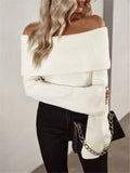 New One-Word Collar Fashion Sexy Knitted Long-Sleeved Women's