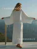 Women's Wear Denatry Loose Strapped Round Tie Long-Sleeved Long-Sleeved