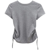 Zingj Sense With Open Back Short-Sleeved T-Shirt Women's Summer 2024 New Slim Short Hot Girl Casual Student