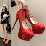 Autumn New High Heel Single Shoes Women's Color Fine Heel Sexy Single Shoes Waterproof Table Ultra-High Heel Nightclub Women's Shoes