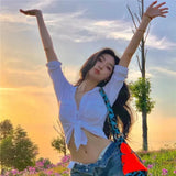 Zingj Summer And Autumn Hot Style Women's Wear College Style Sweet Lapel Single Breasted Cardigan Slim Korean Version Shirt