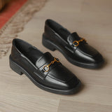 Shoes Women's Spring And Summer Flat Shoes On The Front Of Small Leather Shoes Buckle Englen Wind Shoes Black