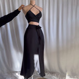 Summer New Breast-Wearing Waist Seaside Holiday Dress Suit Women's
