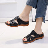 Women's Shoes 44 Large Size 43 Sandals Fashion Retro Solid Slope And Slippers Women's