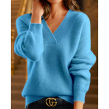 Irregular Collared Strap Bat Sleeve Knitted Shirt Women Early Autumn High-Level Feeling Unique To Super-Good-Looking