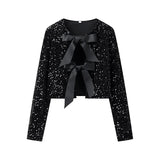 Explosive Women's Two-Color Bow Tie With Sel Dress