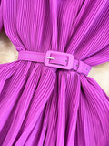 Women Draped Long Dress Spring Autumn Elegatn V-Neck Lantern Sleeve High Waist A-Line Pleated Party Maxi Vestidos