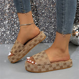 Large-Size Thick Bottom Women's Slippers 2025 New Plum Embroidered Cake Bottom Casual Women Cool