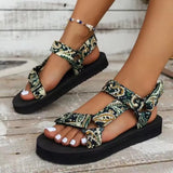 New Fashion Flat Beach Sandals Women's Thick-Soled Magic Stick National Wind Toe Women's