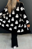 Ghost Pattern Long Knitted Open Shirt In Autumn And Winter Long Loose Sweater Coat