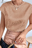 Shirt Women Summer O-neck Casual Tops Ladies Leopard Print Blouse Elegant Short Sleeve Blouse Vintage Slim Chemise