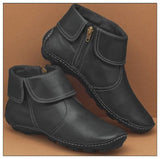 Female Round Head Artificial PU Casual Women's Leather Boots Side Zipper Martin Boots With Female Short