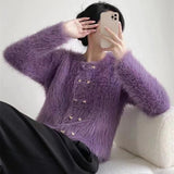 Zingj And Winter New Soft Waxy Imitation Mink Short Round Collar Cardigan Female Small Fragrant Wind Celebrity Double Breasted Jacket Coat Female-Outfit
