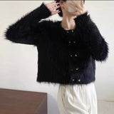 Zingj And Winter New Soft Waxy Imitation Mink Short Round Collar Cardigan Female Small Fragrant Wind Celebrity Double Breasted Jacket Coat Female-Outfit