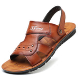 Zingj Summer Sandals Fashion Cowhide Beach Shoes Casual Fashion Plus Size Men's Shoes 46