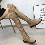 Explosive Large Code 35-43 Yards Flat Over The Knee Women's Long Boots Autumn And Winter New Velvet Locomotive