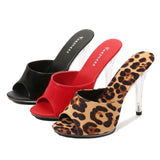 Zingj Sexy Super Heels 11CM High Nightclub Clear Slippers Sex Shoes Plus Size