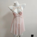 Daisiness Embroidered French Sexy Pajamas 2025 New Small Broken Flower Design Lace-Back Sling Aja