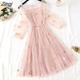 Sets Women 2 Pieces Outfits Korean Style Schoolgirl Sheer Clothing Tender Summer Gauze Classy Female Newest Holiday