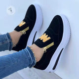 New Large-Size Sports Single Shoe Pine Cake Flat Bottom Zipper Solid Color Casual