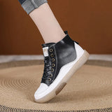 Leather High-Top Shoes Autumn Beef Nuck Bottom Small White Shoes Soft-Soled Casual Shoes Short Boots Spring Autumn Women's Shoes Breathable