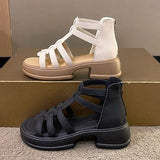 Sole Temperament Sandals Women 2025 Summer New Fashion Soft Sole Back Zipper Fairy Wind Roman
