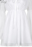 Casual Slash Neck Chiffon Beach White Dress Women Flare Sleeve Off Shoulder Sexy Summer Dress 2023 Double Layer