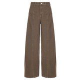 Retro Style Folded Design Low-Rise Jeans Street Babes Women's New Personality Loose-Legged