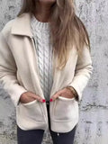 2025 New Women's Wear Clip Solid Color Zipper Pocket Jacket In Long Women's