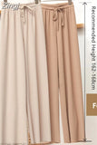 Loose Summer Pants for Women Wide Leg Female Trousers Long Elastic Casual Lace Up Beige High Waisted Khaki Stacked