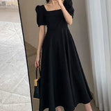 Zingj 2024 Summer New Ins Tea Break Skirt Temperament A Word To Get Over The Knee Long Hepburn Wind Fat Mm Little Black
