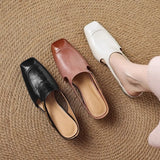 High-End Squeer Hollow Bag Head Half Slippers Women Wear Inside The Raised Square Head Muller Shoes And Cool