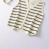 New V-Collar Striped Vest