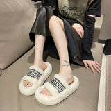 Sense Of Niche Fur Slippers Women Wear 2025 Autumn New Thick Background Warm Anti-Slip Home Word