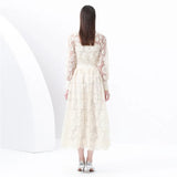 Suit Female Magenta Elegant Lantern Sleeve Embroidered Mesh Shirt High Waist Swing Half Body Skirt Spring Dress Two