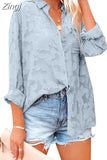 See Through Jacquard Mesh Shirts Women Long Sleeve White Tops 2023 Women's Elegant Streetwear Button Down Blouse