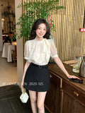 Xixi 2025 Summer New Korean Version Of The Temperament Flower Chiffon Short-Sleeved Shirt Women Top Women
