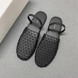Retro Hollow Fishing Net Woven Sandals Women 2025 New Flat Bottom Comfortable Casual Slippers