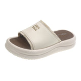 Summer New Pine Cake Bottom Toe Slippers Women Wearing Silver Simple Wind Half Dragging Feet Cold