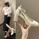Zingj Square Head Retro High Heels Women's 2023 New Mary Jane Sandals With Thick Heels-Outfit